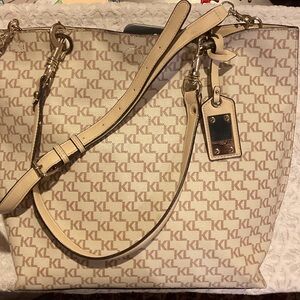 Karl Lagerfeld Tan Monogram Tote